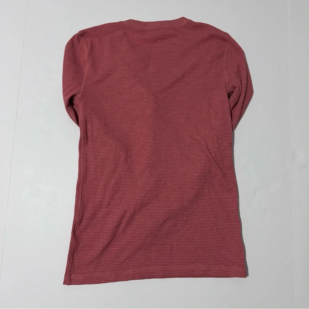 J. Crew Women’s Lightweight Waffle Henley Top Button Up Base Layer Coral Pink XS - Picture 15 of 16